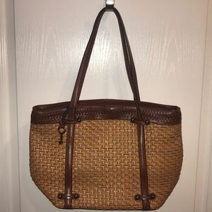 Fossil woven full zip tote